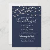 Rustieke trouwkaart met slingerlichtjes kaart (Voorkant)