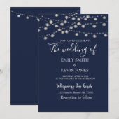 Rustieke trouwkaart met slingerlichtjes kaart (Voorkant / Achterkant)