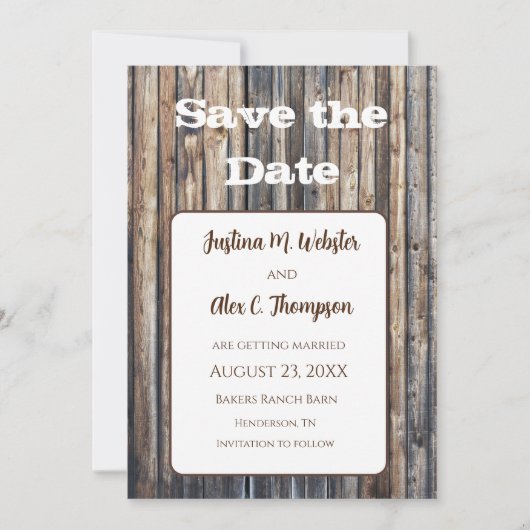 Rustieke trouwkaart save the date-magneet date (Voorkant)