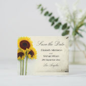 Rustieke trouwkaart zonnebloem Save the Date kaart (Staand voorkant)