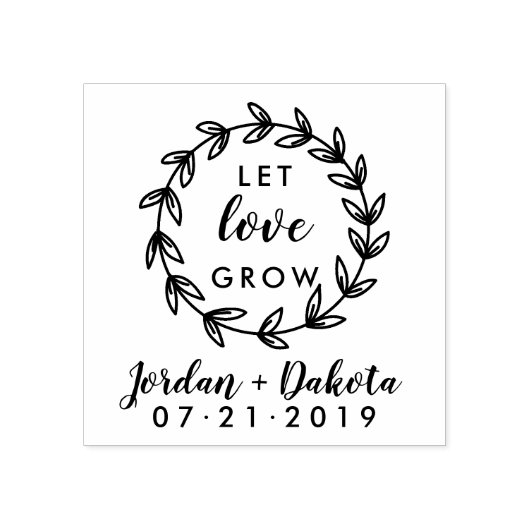 Rustieke trouwkrans laat liefde groeien hand belez rubberstempel (Afrduk)