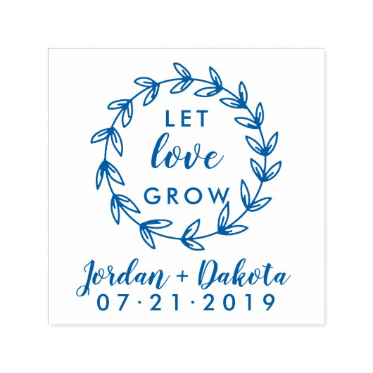 Rustieke trouwkrans laat liefde groeien hand belez  zelfinktende stempel (Design)