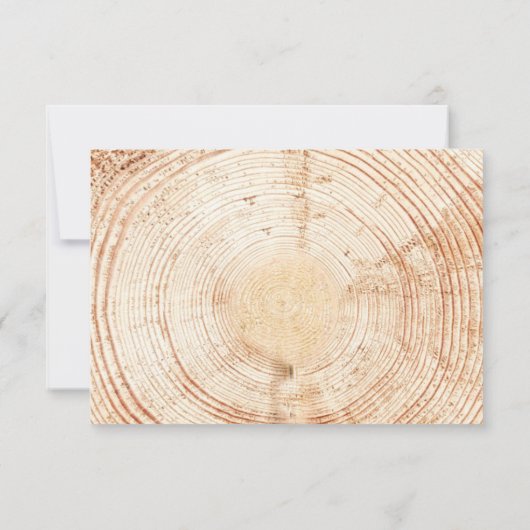 Rustieke Trouwmaaltijd keuzes Houten boomschors RSVP Kaartje (Achterkant)