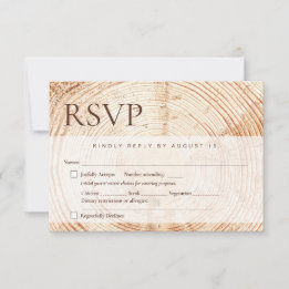 Rustieke Trouwmaaltijd keuzes Houten boomschors RSVP Kaartje