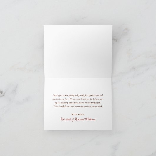 Rustieke Trouwmonogram met Vallende Bladeren Bedankkaart (Binnen)