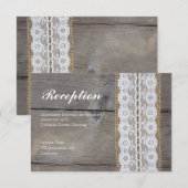 Rustieke trouwontvangstkaart - kanten rand informatiekaartje (Voorkant / Achterkant)