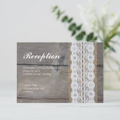 Rustieke trouwontvangstkaart - kanten rand informatiekaartje (Staand voorkant)