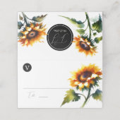 Rustieke Trouwplaatskaart, Escort Kaart, Zonnebloe Plaatskaartje (Buitenkant ongevouwen)