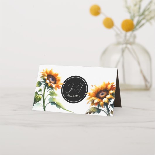 Rustieke Trouwplaatskaart, Escort Kaart, Zonnebloe Plaatskaartje (Achterkant)