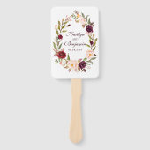 Rustieke Trouwprogramma Fan - Waterverf Flowers Handwaaier (Voorkant)