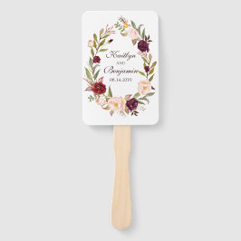 Rustieke Trouwprogramma Fan - Waterverf Flowers Handwaaier