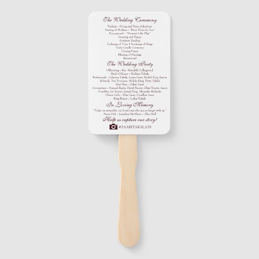 Rustieke Trouwprogramma Fan - Waterverf Flowers Handwaaier (Achterkant)