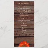 Rustieke trouwprogramma's met zonnebloem programmakaart (Achterkant)