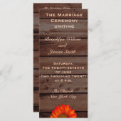 Rustieke trouwprogramma's met zonnebloem programmakaart (Voorkant / Achterkant)