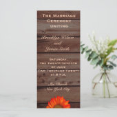 Rustieke trouwprogramma's met zonnebloem programmakaart (Staand voorkant)