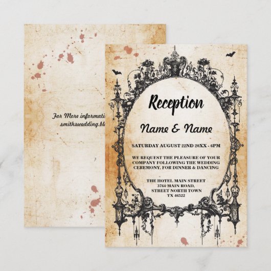 Rustieke trouwreceptiekaarten gotische lijst kaart (Voorkant / Achterkant)