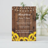 Rustieke trouwreceptiekaarten zonnebloem hout kaart (Staand voorkant)
