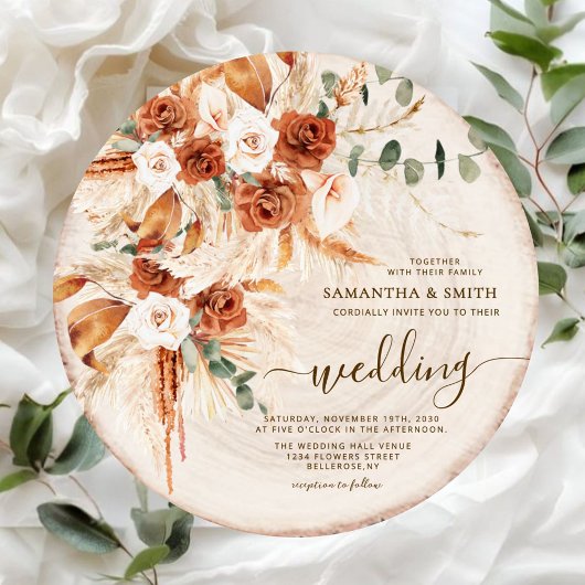 Rustieke Trouwronde Hout Gesneden Graan Kaart