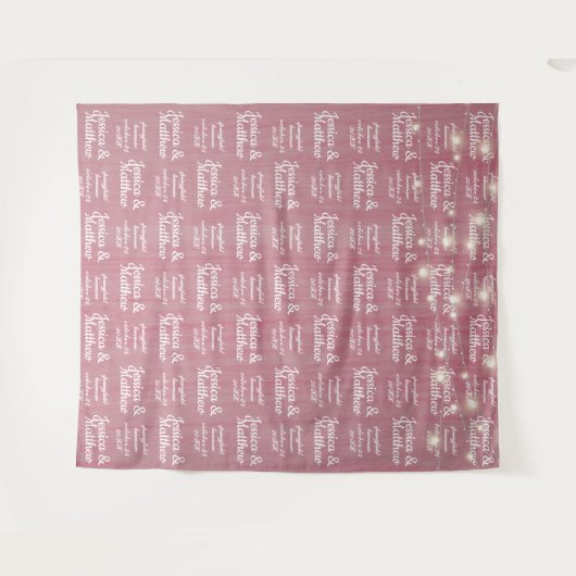 Rustieke trouwroze achtergrond step en repeat wandkleed (Voorkant (horizontaal))