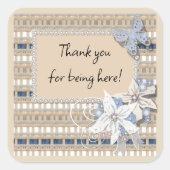 Rustieke , trouwvierkant sticker (Voorkant)