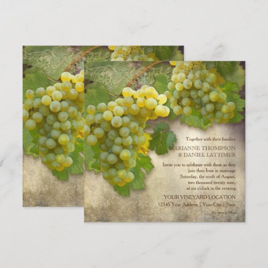 Rustieke Trouwwijn Country Vineyard  Stijl Kaart (Voorkant / Achterkant)