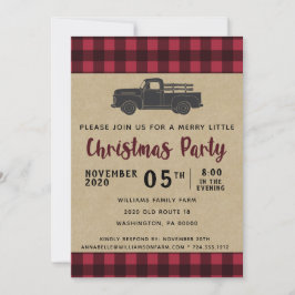 Rustieke  Truck Buffalo Plaid Kerstfeest Kaart