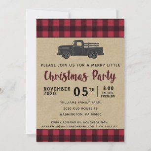 Rustieke Truck Buffalo Plaid Kerstfeest Kaart