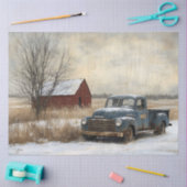 Rustieke Truck en Schuur Winter Landschap Decoupag Tissuepapier (Craft)
