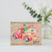 Rustieke  Truck | Kerstvakantie RSVP Uitnodiging Briefkaart (Staand voorkant)