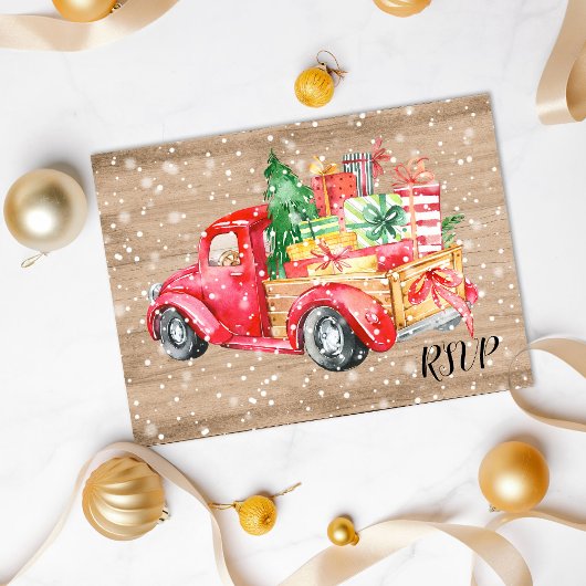 Rustieke  Truck | Kerstvakantie RSVP Uitnodiging Briefkaart
