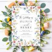 Rustieke tuin botanische wilde bloem bruiloft kaart