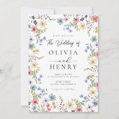 Rustieke tuin botanische wilde bloem bruiloft kaart (Voorkant)