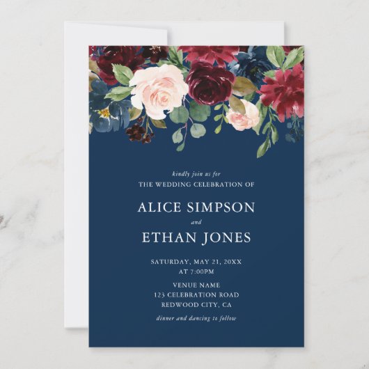 Rustieke Tuin Bourgondië Blue Fall Wedding Kaart (Voorkant)