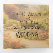 Rustieke tuin bruiloft drieluik uitnodiging (Binnenzijde eerst)