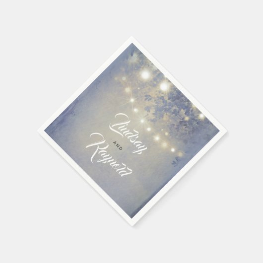 Rustieke tuin en String of Lights Dusty Blue Servet (Hoek)