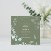 Rustieke Tuin Eucalyptus Script Salie Bruiloft Kaart (Staand voorkant)