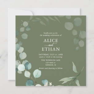 Rustieke Tuin Eucalyptus Script Salie Bruiloft Kaart