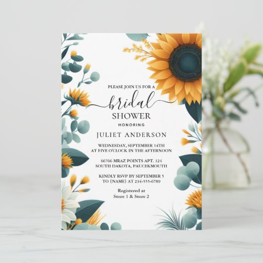 Rustieke tuin groen zonnebloem Vrijgezellenfeest Kaart (Staand voorkant)