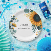 Rustieke tuin groen zonnebloem Vrijgezellenfeest Papieren Bordje (Feest)