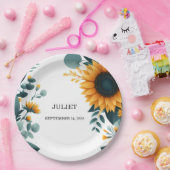 Rustieke tuin groen zonnebloem Vrijgezellenfeest Papieren Bordje (Feest)