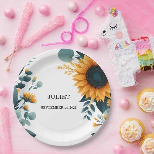 Rustieke tuin groen zonnebloem Vrijgezellenfeest Papieren Bordje (Feest)
