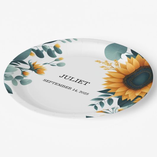Rustieke tuin groen zonnebloem Vrijgezellenfeest Papieren Bordje (Gekanteld)