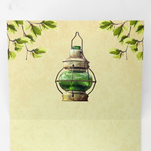  rustieke tuin lantaarn Alles in een bruiloft Drieluik Uitnodiging (Binnenzijde eerst)