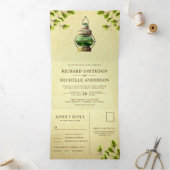  rustieke tuin lantaarn Alles in een bruiloft Drieluik Uitnodiging (Binnen)