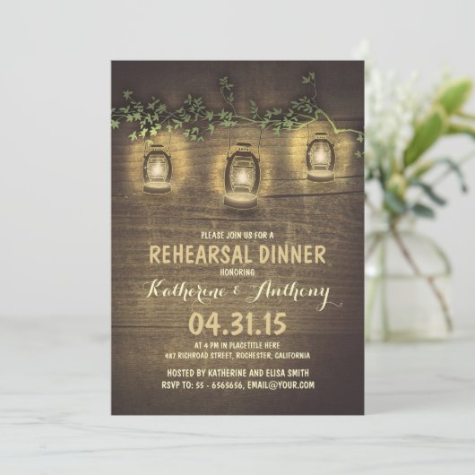 Rustieke  Tuin Lights Hout Repetitie Diner Kaart (Staand voorkant)