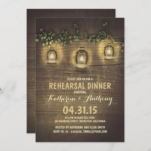 Rustieke  Tuin Lights Hout Repetitie Diner Kaart (Voorkant / Achterkant)