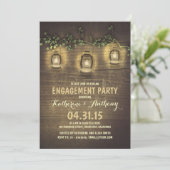 Rustieke Tuin Lights Wood Engagement Party Kaart (Staand voorkant)