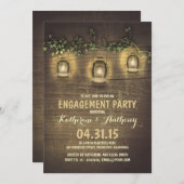 Rustieke Tuin Lights Wood Engagement Party Kaart (Voorkant / Achterkant)