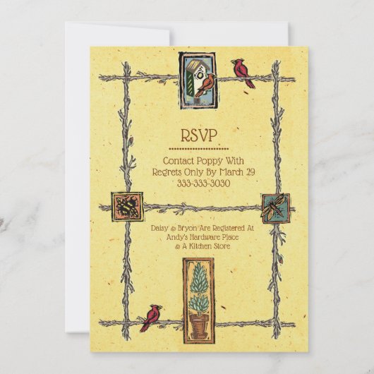 Rustieke Tuin Paren Trouwdouche Uitnodigingen (Achterkant)