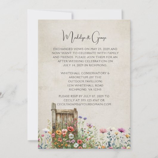 Rustieke tuin Thema Receptie Uitnodiging (Voorkant)